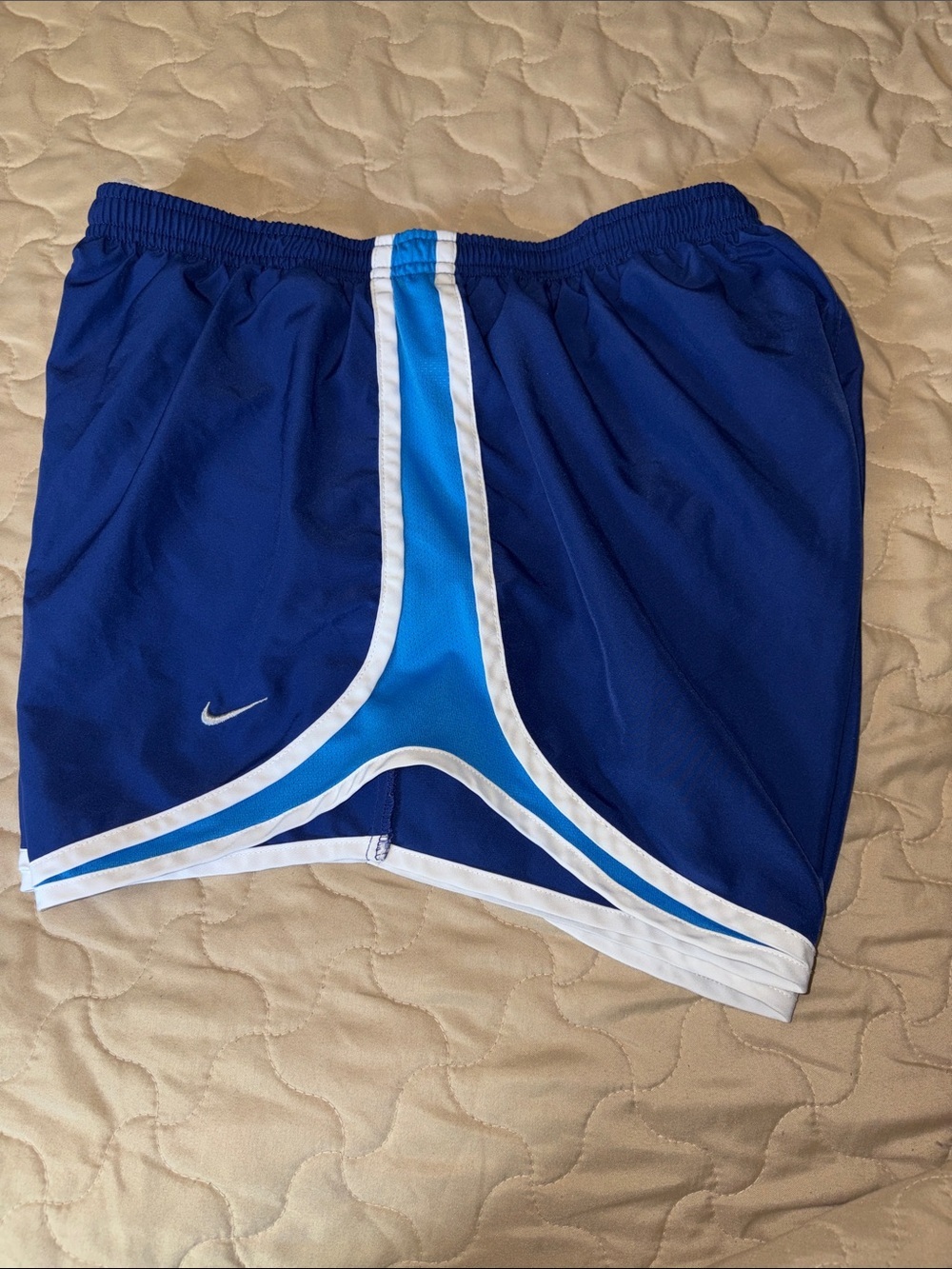 Nike Dry Fit Royal & Light Blue Athletic Shorts with White Trim 🏃‍♀️ Size Large
